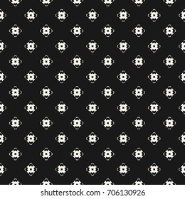 Vector geometric texture. Ornamental seamless pattern. Abstract monochrome background with delicate carved floral shapes, mosaic elements. Repeat ornament tiles. Dark design for decor, fabric, covers
