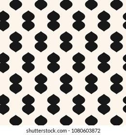 Vector geometric texture with ovate curved shapes. Abstract modern black and white seamless pattern. Stylish minimalist monochrome background. Elegant repeat design for decor, textile, fabric, cloth