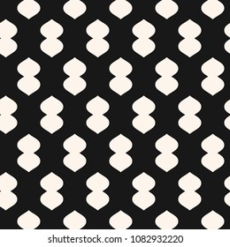 Vector geometric texture with ovate curved shapes. Abstract modern black and white seamless pattern. Stylish minimal monochrome background. Elegant repeat design for decor, fabric, carpet, clothing