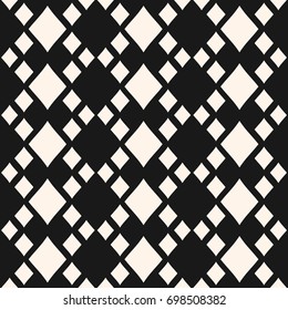 Vector geometric texture with rhombuses. Diamonds seamless pattern. Abstract monochrome ornamental background, traditional motif. Design element for decoration, fabric, prints, cloth, linens, covers