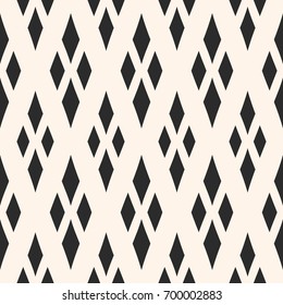 Vector geometric texture with rhombuses. Diamonds seamless pattern. Abstract monochrome ornamental background, traditional motif, argyle pattern. Design for decor, fabric, furniture, textile, pillows