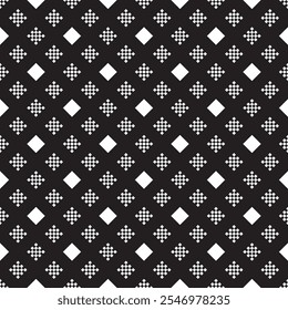 Vector geometric texture with rhombuses, squares. Abstract modern seamless pattern. Subtle dark monochrome background. Design for decoration, package, textile, upholstery, covers, digital, web
