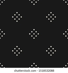 Vector geometric texture with small diamond shapes, tiny rhombuses, squares, dots. Abstract minimalist modern seamless pattern. Simple minimal monochrome background. Subtle dark repeat geo design