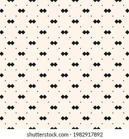 Vector geometric texture with small diamond shapes, tiny rhombuses, squares, dots, grid. Abstract minimalist modern seamless pattern. Simple minimal monochrome background. Repeated decorative design