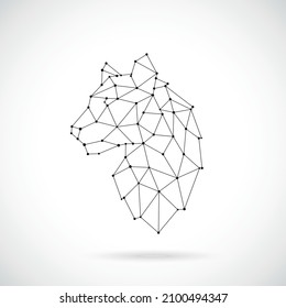 Vector geometric Tiger illustration. Simple polygonal Wildcat emblem. Side view. Tiger in the form of constellation.