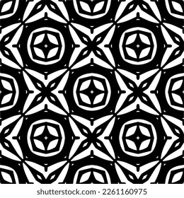 Vector geometric traditional folk ornament. Ethnic seamless pattern. Minimal ornamental background with abstract shapes. Black and white texture. Dark repeat design.