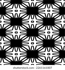 Vector geometric traditional folk ornament. Ethnic seamless pattern. Minimal ornamental background with abstract shapes. Black and white texture. Dark repeat design.