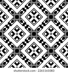 Vector geometric traditional folk ornament. Ethnic seamless pattern. Minimal ornamental background with abstract shapes. Black and white texture. Dark repeat design.