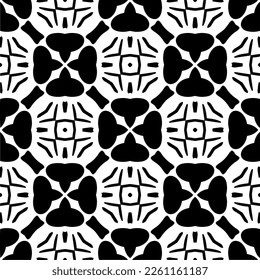 Vector geometric traditional folk ornament. Ethnic seamless pattern. Minimal ornamental background with abstract shapes. Black and white texture. Dark repeat design.