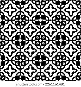 Vector geometric traditional folk ornament. Ethnic seamless pattern. Minimal ornamental background with abstract shapes. Black and white texture. Dark repeat design.