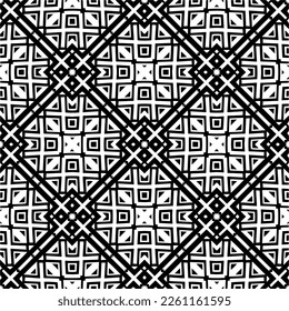 Vector geometric traditional folk ornament. Ethnic seamless pattern. Minimal ornamental background with abstract shapes. Black and white texture. Dark repeat design.