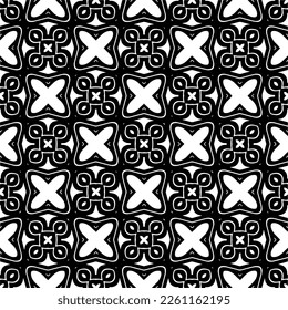 Vector geometric traditional folk ornament. Ethnic seamless pattern. Minimal ornamental background with abstract shapes. Black and white texture. Dark repeat design.