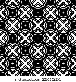 Vector geometric traditional folk ornament. Ethnic seamless pattern. Minimal ornamental background with abstract shapes. Black and white texture. Dark repeat design.