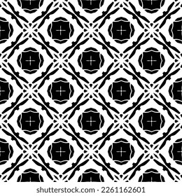 Vector geometric traditional folk ornament. Ethnic seamless pattern. Minimal ornamental background with abstract shapes. Black and white texture. Dark repeat design.