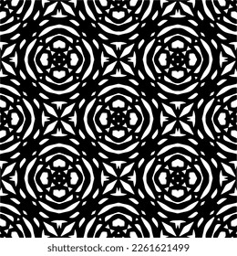 Vector geometric traditional folk ornament. Ethnic seamless pattern. Minimal ornamental background with abstract shapes. Black and white texture. Dark repeat design.