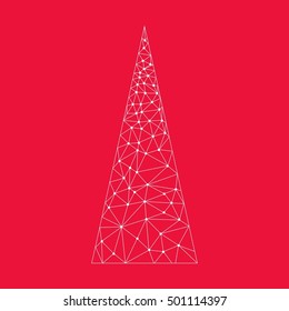 Vector geometric triangle christmas tree. Origami style