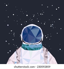 Vector geometric triangle illustration. Interstellar spaceman.