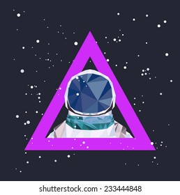 Vector geometric triangle illustration. Interstellar spaceman.