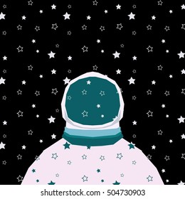 Vector geometric triangle illustration. Interstellar spaceman.