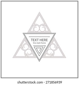 Vector geometric triangle logo template. Linear style frame.