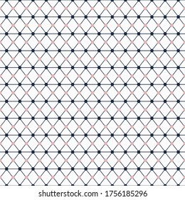 Vector geometric triangle shape from lines and dots seamless pattern with modern digital color background.