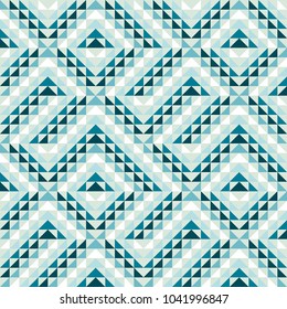 Vector geometric triangles blue multicolor seamless pattern
