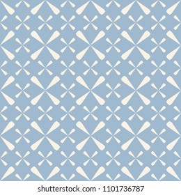 Vector geometric vintage seamless pattern. Abstract texture in pastel colors, soft blue and white. Elegant background with floral shapes, crosses, repeat tiles. Design for decoration, prints, textile