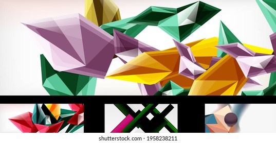 Vector geometric wallpaper design template set