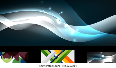 Vector geometric wallpaper design template set