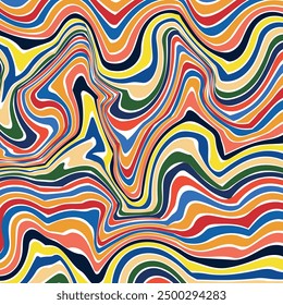 Vector geometric waves line. psychedelic illustration waves marbling background, multicolored wallpaper, Wavy Swirl Seamless pattern.