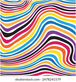 Vector geometric waves lines pattern. Abstract illustration wavy marbling background multicolor wallpaper graphic design.
