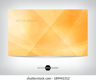 Vector geometric web banner, business card or flyer design. Modern yellow triangular background. Paper origami effect. Clean and minimalistic style.