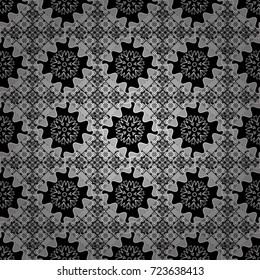 Vector geometric white, gray and black seamless background.