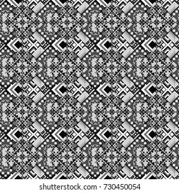 Vector geometric white, gray and black flat seamless pattern.