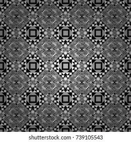 Vector geometric white, gray and black flat seamless pattern.