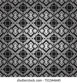 Vector geometric white, gray and black flat seamless pattern.