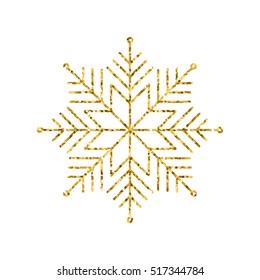 Vector geometric winter  golden glitter snowflake isolated on white background