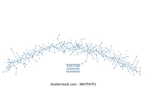 Vector geometric wireframe background with lines and dots connected, molecule metaphor, science technology concept