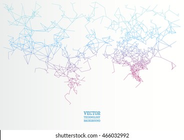 Vector geometric wireframe background with lines connected, molecule metaphor, science technology concept