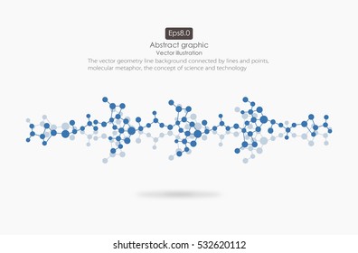 Vector geometric wireframe background with lines and dots connected, molecule metaphor, science technology concept