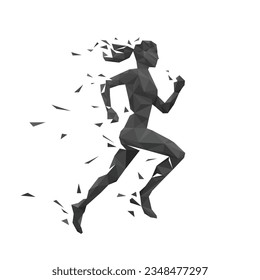 vector geometric woman running stock illustration.