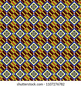 Vector geometric yellow, white and black flat seamless pattern.