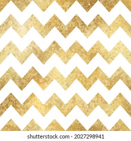 Vector Geométrico Zigzag Rastreó Patrón Dorado Sin Marea. Espectacular lámina de oro patina repita textura con chevron blanco. Resumen de la estampación de metal de lujo festivo para papel digital, fondo, papel pintado.