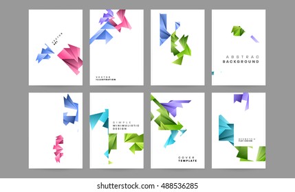 vector geometrical abstract backgrounds collection / trendy flat style geometric patterns with polygons for business covers / EPS10
