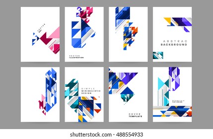 vector geometrical abstract backgrounds collection / trendy flat style geometric patterns with polygons for business covers / EPS10