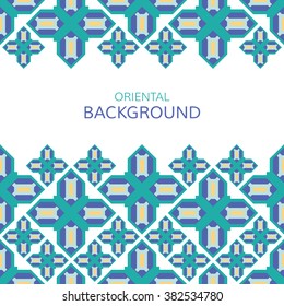 Vector geometrical background. Geometric eastern design. Islamic oriental card with place for text.