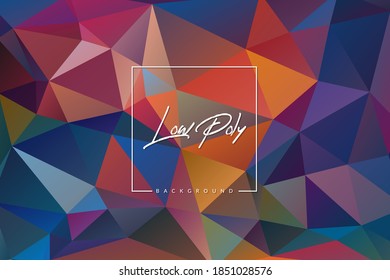 Vektorgeometrischer Hintergrund mit Dreiecken. Farbige Low-Poly-Illustration für Karte, Poster oder Tapete. Mehrfarbiges Mosaikdesign-Element.