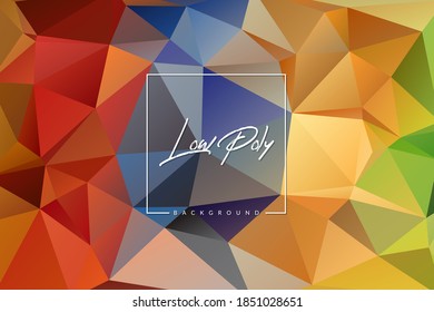 Vector geometrical background with triangles. Colorful low poly illustration for card, poster or wallpaper. Multicolor mosaic design element.