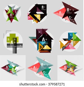 Juego de banners geométricos vectoriales - elementos de estilo de papel para diseños de infografía, de negocios o web, etiquetas