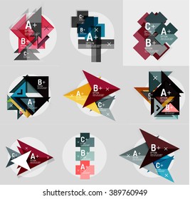 Vector geometrical banner set - paper style elements for infographic, business or web layouts, labels